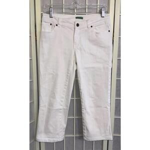 Lilly‎ Pulitzer Palm Beach Fit Minimalist White Capri Pants Preppy Resort Wear 0
